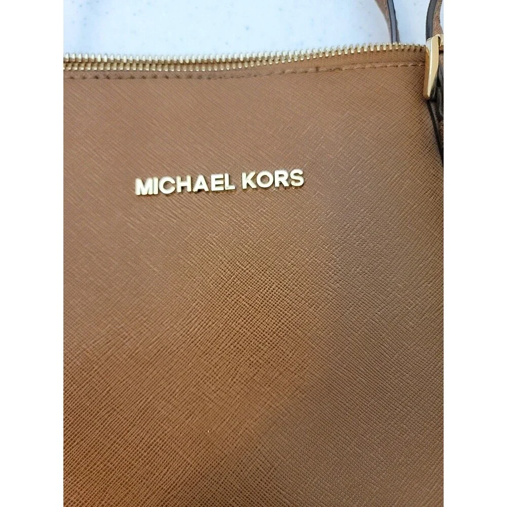 Michael Kors Tote Bag Jet Set Saffiano Leather Luggage Brown
